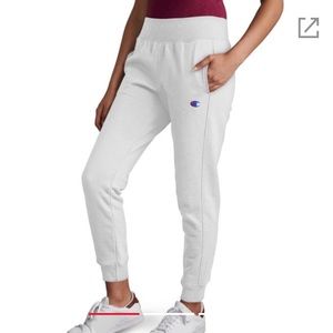WHITE HIGH WAISTED CHAMPION JOGGERS